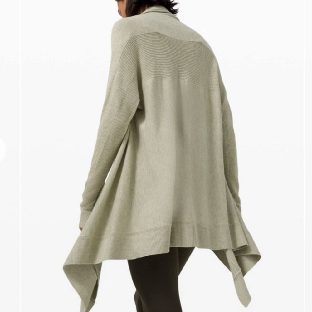 Lululemon Cashlu Knit Wrap Cardigan Heathered Rosemary Green M/L - Picture 2 of 8